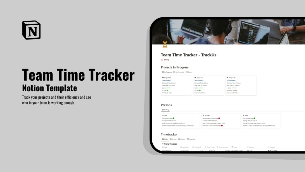 Team Time Tracker | Prototion | Buy Notion Template