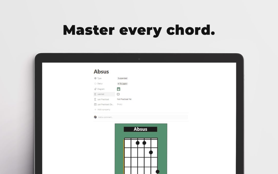 Notion template to organize your chords 🎸and learning guitar