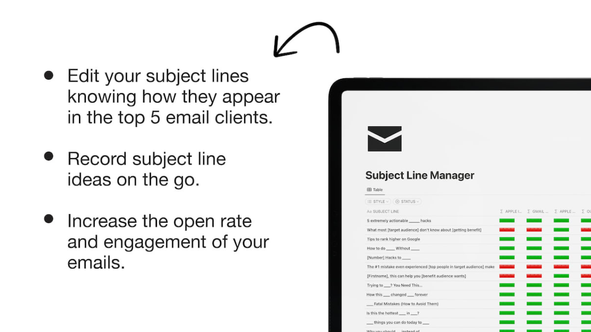 Subject Line Manager | Prototion | Buy Notion Template