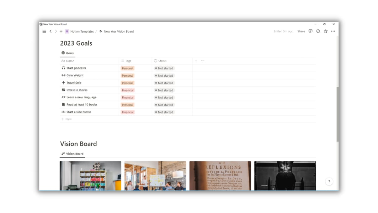 New Year Vision Board | Prototion | Buy Notion Template