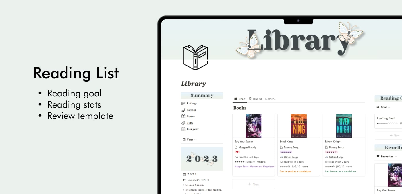 Library - Reading Tracker | Prototion | Buy Notion Template