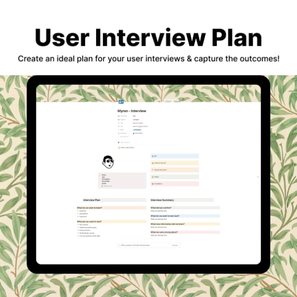 User Interview Plan | Prototion | Get Notion Template