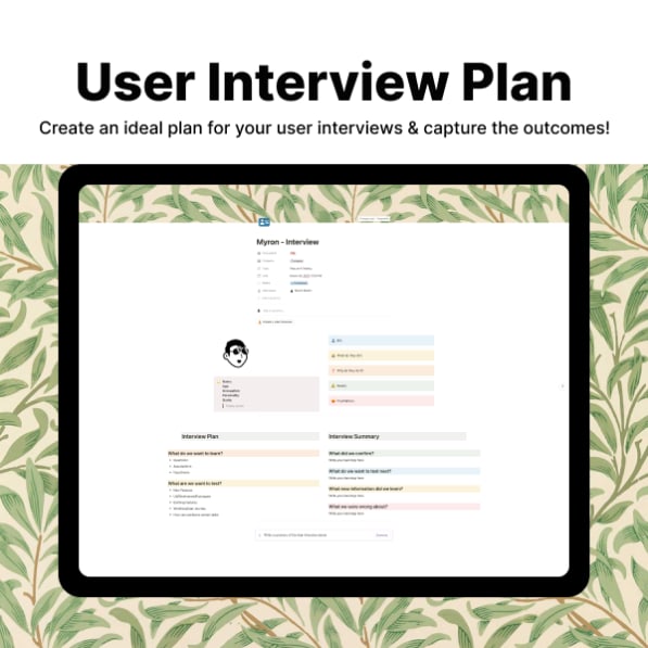 User Interview Plan Prototion Get Notion Template User Interview Plan Prototion Get Notion Template
