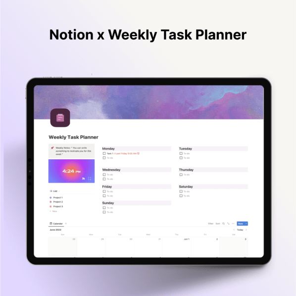Weekly Task Planner | Prototion