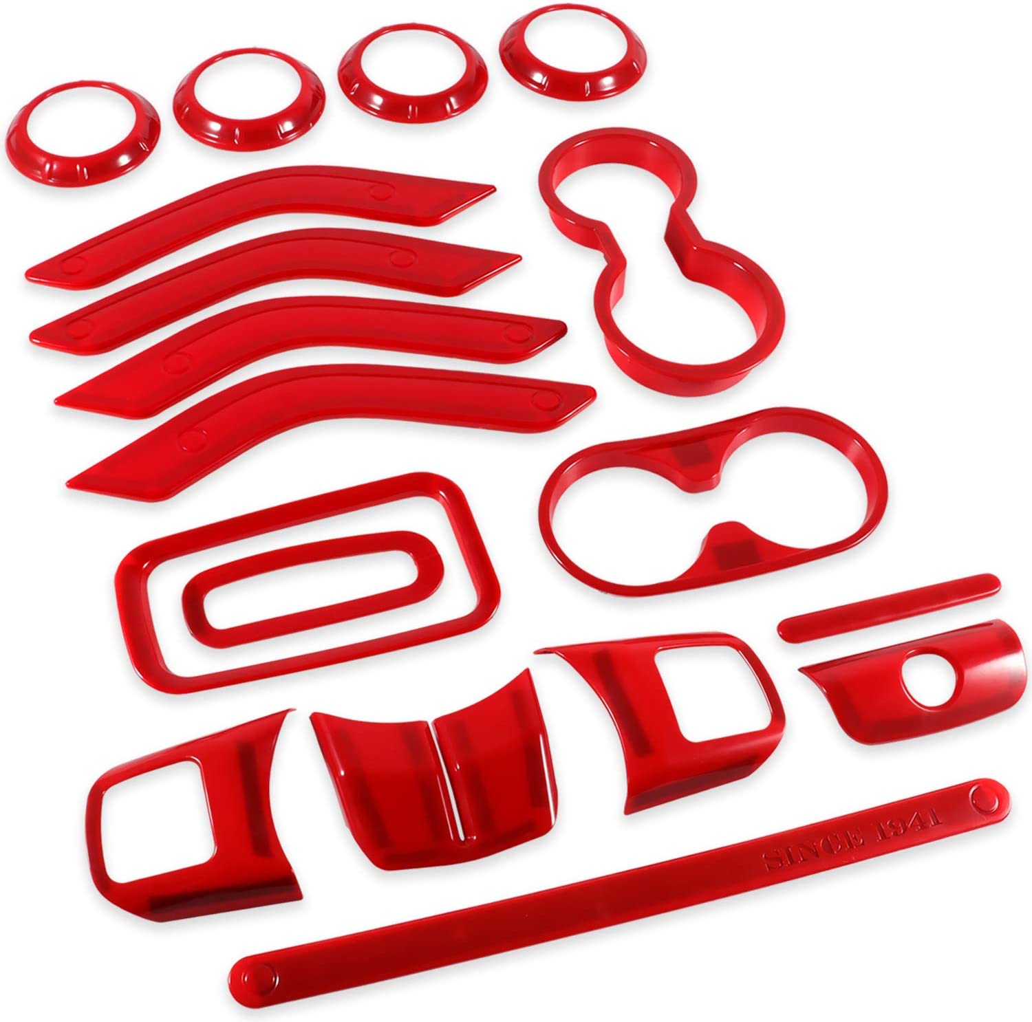 JK 18 pcs Red Interior trim