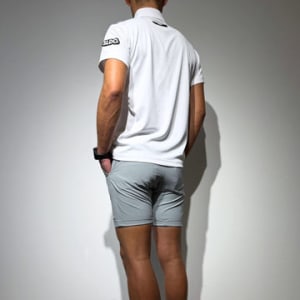 CODURA(R) NYLON 4WAY STRETCH ハーフパンツ  FRONT BACK ZIP LOGO/ICE GRAY