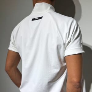 ハーフジップ 半袖モックネック カットソー ZIP LOGO/WHITE