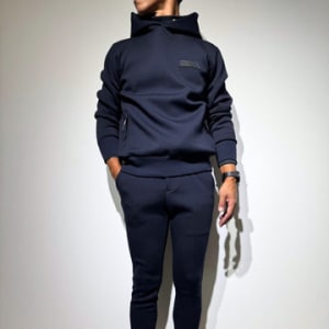 ライト ダブルニットフーディー FRONT 3D SHADOW LOGO/DARK NAVY (UNISEX)