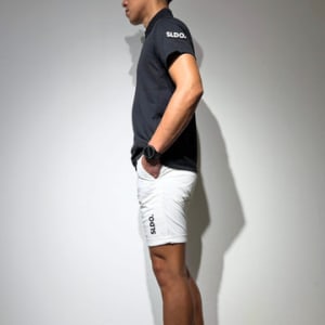 CODURA(R) NYLON 4WAY STRETCH ハーフパンツ  FRONT BACK ZIP LOGO/WHITE