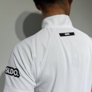 ハーフジップ  カノコ半袖モックネック 3D LOGO/WHITE