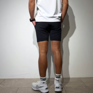 CODURA(R) NYLON 4WAY STRETCH ハーフパンツ  FRONT BACK ZIP LOGO/DARK NAVY