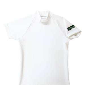半袖モックネック カットソー シェルタリングドライ NEON GREEN LOGO/WHITE