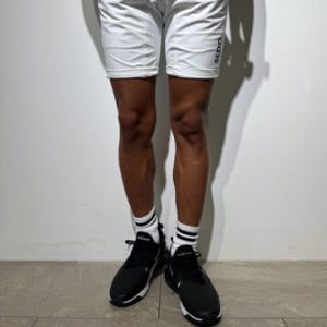 CODURA(R) NYLON 4WAY STRETCH ハーフパンツ  FRONT BACK ZIP LOGO/WHITE