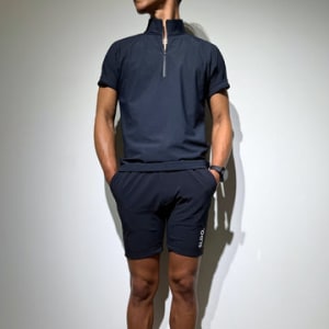 ハーフジップ 半袖モックネック カットソー ZIP LOGO/DARK NAVY