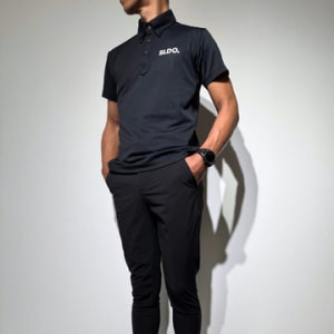 サイドメッシュ切替ポロシャツ FRONT LOGO/BLACK