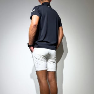 CODURA(R) NYLON 4WAY STRETCH ハーフパンツ  FRONT BACK ZIP LOGO/WHITE