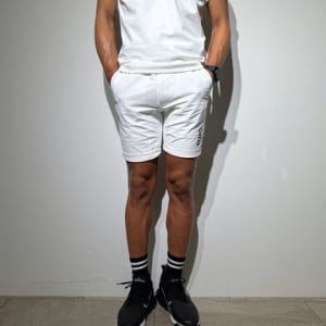 ハーフジップ 半袖モックネック カットソー ZIP LOGO/WHITE