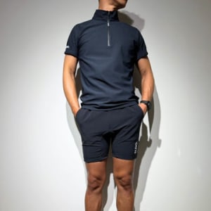 ハーフジップ 半袖モックネック カットソー ZIP LOGO/DARK NAVY