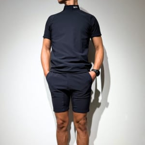 半袖モックネック カットソー シェルタリングドライ NEW STD LOGO/DARK NAVY