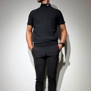 半袖モックネック カットソー シェルタリングドライ NEW STD LOGO/BLACK