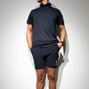 CODURA(R) NYLON 4WAY STRETCH ハーフパンツ  FRONT BACK ZIP LOGO/DARK NAVY