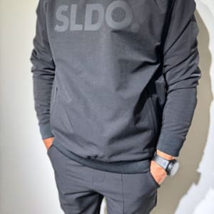 SLDO. × AddElm ダブルクロスストレッチプルオーバー MATTE BLACK (UNISEX)