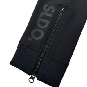 NEW STDダブルクロスストレッチリブパンツ/BLACK×BLACK LOGO (UNISEX)