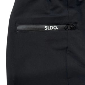 NEW STDダブルクロスストレッチリブパンツ/BLACK×BLACK LOGO (UNISEX)