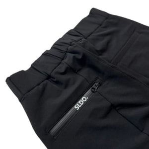 NEW STDダブルクロスストレッチリブパンツ/BLACK×BLACK LOGO (UNISEX)
