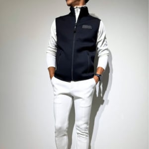 NEW STD裏起毛ハーフジップ ストレッチハイネック ロングスリーブTシャツ/WHITE (UNISEX)