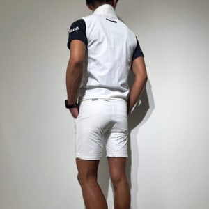 CODURA(R) NYLON 4WAY STRETCH ハーフパンツ  FRONT BACK ZIP LOGO/WHITE