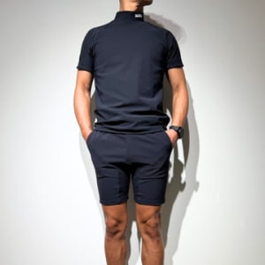半袖モックネック カットソー シェルタリングドライ NEW STD LOGO/DARK NAVY