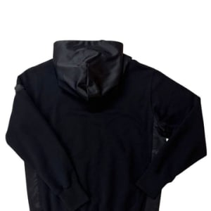 【EXTRA SERIES】裏起毛 サテン切替フーディー/BLACK (UNISEX)