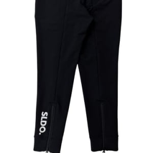 NEW STDダブルクロスストレッチリブパンツ/BLACK×WHITE LOGO(UNISEX