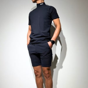 半袖モックネック カットソー シェルタリングドライ NEW STD LOGO/DARK NAVY