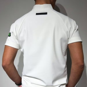 半袖モックネック カットソー シェルタリングドライ NEON GREEN LOGO/WHITE