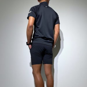 CODURA(R) NYLON 4WAY STRETCH ハーフパンツ  FRONT BACK ZIP LOGO/DARK NAVY