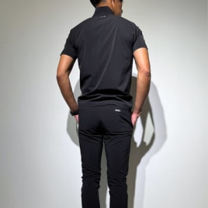 撥水サンシェイド ハーフジップ 半袖モックネック カットソー FRONT LOGO/MATTE BLACK