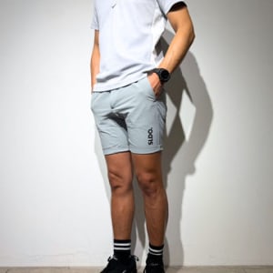 CODURA(R) NYLON 4WAY STRETCH ハーフパンツ  FRONT BACK ZIP LOGO/ICE GRAY