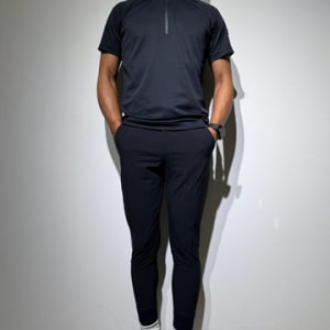 ハーフジップ  カノコ半袖モックネック 3D LOGO/DARK NAVY