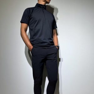 ハーフジップ  カノコ半袖モックネック 3D LOGO/DARK NAVY