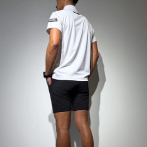 CODURA(R) NYLON 4WAY STRETCH ハーフパンツ  FRONT BACK ZIP LOGO/MATTE BLACK