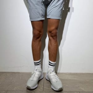 CODURA(R) NYLON 4WAY STRETCH ハーフパンツ  FRONT BACK ZIP LOGO/ICE GRAY