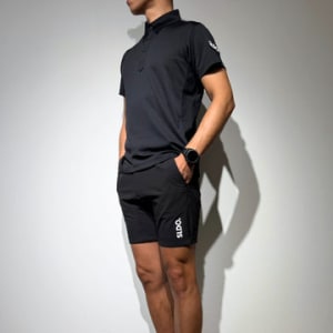 CODURA(R) NYLON 4WAY STRETCH ハーフパンツ  FRONT BACK ZIP LOGO/MATTE BLACK