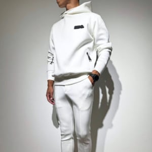 ライト ダブルニットフーディー FRONT 3D SHADOW LOGO/WHITE (UNISEX)