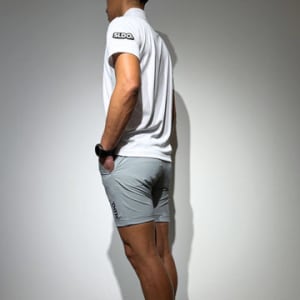CODURA(R) NYLON 4WAY STRETCH ハーフパンツ  FRONT BACK ZIP LOGO/ICE GRAY