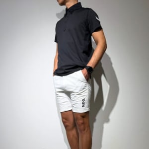 CODURA(R) NYLON 4WAY STRETCH ハーフパンツ  FRONT BACK ZIP LOGO/WHITE