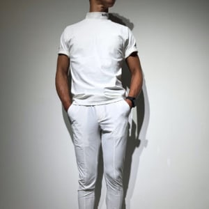 半袖モックネック カットソー SIDE 3D LOGO/WHITE