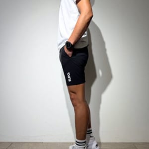 CODURA(R) NYLON 4WAY STRETCH ハーフパンツ  FRONT BACK ZIP LOGO/DARK NAVY