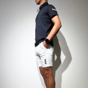 CODURA(R) NYLON 4WAY STRETCH ハーフパンツ  FRONT BACK ZIP LOGO/WHITE